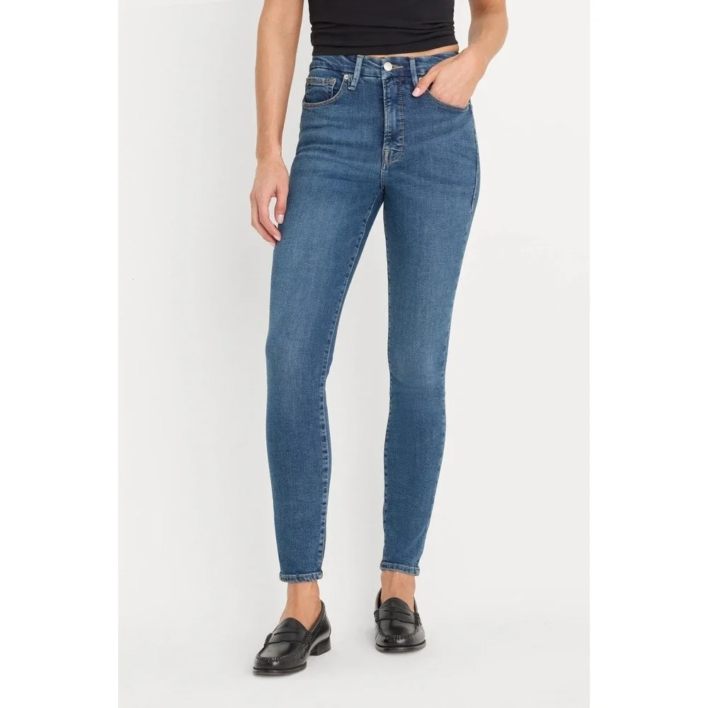 Good American Good Waist Skinny Jeans Blue Dark Wash High Rise‎ Size 0/25